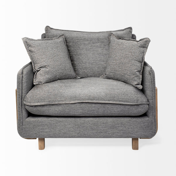 Mercana Roy Upholstered Chair Castlerock Gray Fabric | Brown Wood