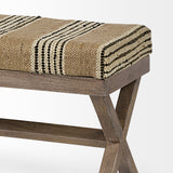 Mercana Solis Bench Beige/Black Fabric | Brown Wood