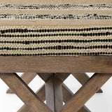 Mercana Solis Bench Beige/Black Fabric | Brown Wood