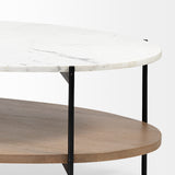 Mercana Larkin Coffee Table White Marble | Brown Wood