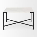 Mercana Lucas Coffee Table White Marble | Black Metal