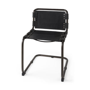 Mercana Berbick Dining Chair Black Leather | Black Metal