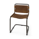 Mercana Berbick Dining Chair Brown Leather |Black Metal