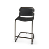 Mercana Berbick Bar/Counter Stool Black Leather | Gray Metal | Counter