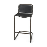 Mercana Berbick Bar/Counter Stool Black Leather | Gray Metal | Bar