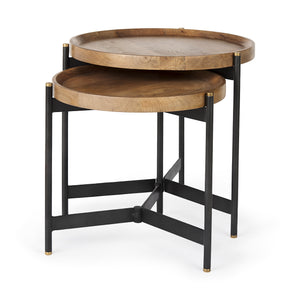 Mercana Marquisa Accent Table Brown Wood | Black Metal