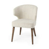 Mercana Niles Dining Chair Cream Fabric | Medium Brown Wood