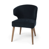 Mercana Niles Dining Chair Navy Blue Fabric | Medium Brown Wood