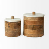 Mercana Sandook Jars Brown Wood | White Marble | 7H