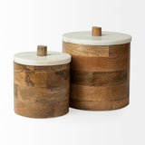 Mercana Sandook Jars Brown Wood | White Marble | 7H