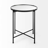 Mercana Samantha Accent Table Mirror | Black Metal | Small