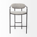 Mercana Parker Bar/Counter Stool Gray Fabric | Black Metal | Counter