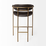 Mercana Parker Bar/Counter Stool Brown Faux Leather | Gold Metal | Counter