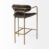 Mercana Parker Bar/Counter Stool Brown Faux Leather | Gold Metal | Counter