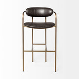 Mercana Parker Bar/Counter Stool Brown Faux Leather | Gold Metal | Bar