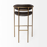 Mercana Parker Bar/Counter Stool Brown Faux Leather | Gold Metal | Bar