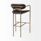 Mercana Parker Bar/Counter Stool Brown Faux Leather | Gold Metal | Bar