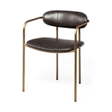 Mercana Parker Dining Chair Brown Faux Leather | Gold Metal