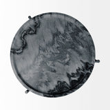 Mercana Stella Accent Table Gray Marble | Black Metal