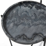 Mercana Stella Accent Table Gray Marble | Black Metal