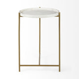 Mercana Stella Accent Table White Marble | Gold Metal