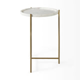 Mercana Stella Accent Table White Marble | Gold Metal