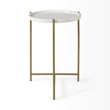 Mercana Stella Accent Table White Marble | Gold Metal