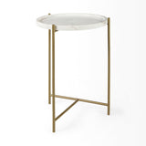 Mercana Stella Accent Table White Marble | Gold Metal