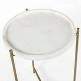 Mercana Stella Accent Table White Marble | Gold Metal