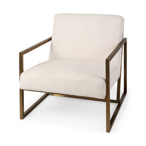 Mercana Armelle Accent Chair Cream Fabric | Gold Metal