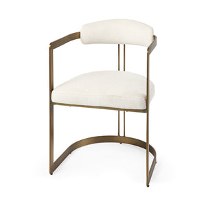 Mercana Hollyfield Dining Chair Cream Fabric | Gold Metal