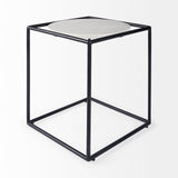 Mercana Austen End/Side Table White Marble | Black Metal