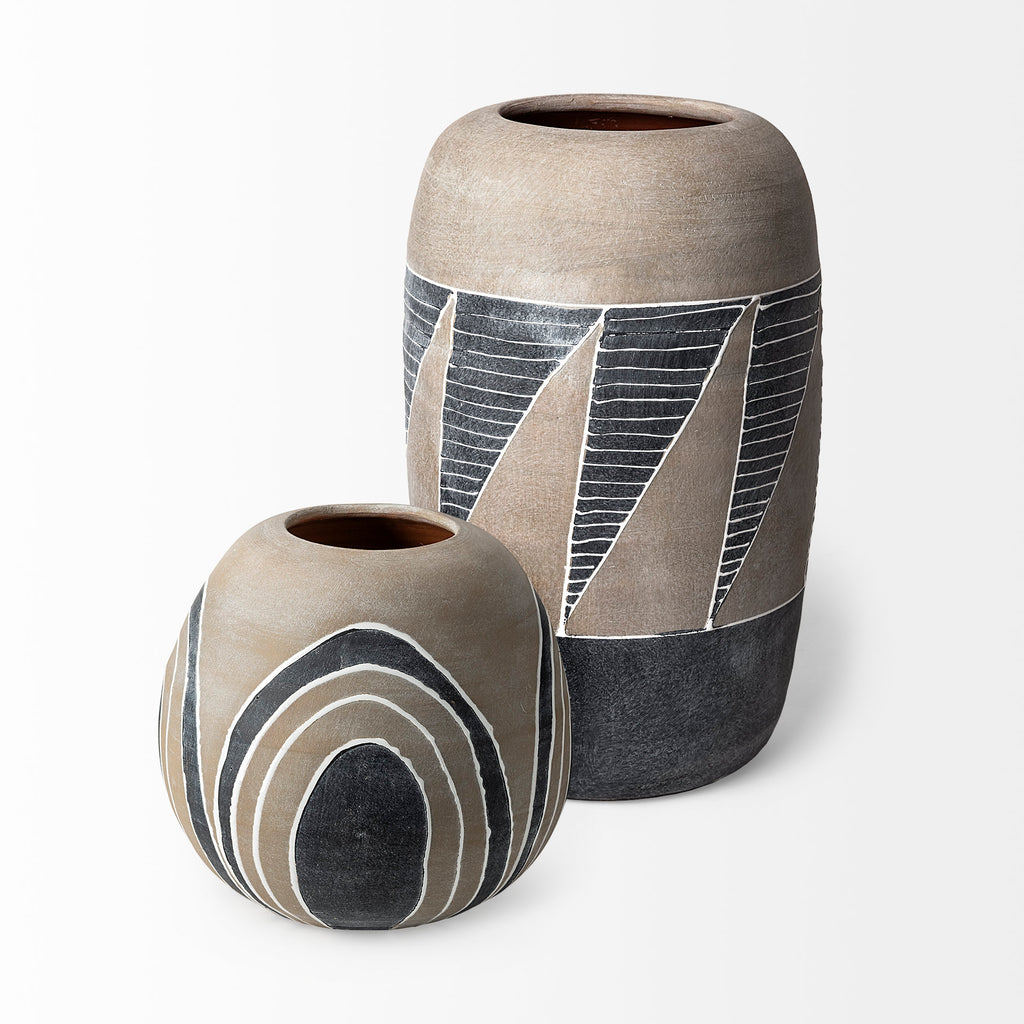 Mercana Cove Vase Gray/Brown Ceramic | 15H