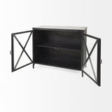 Mercana Poppy Accent Cabinet Black Metal | Glass