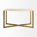 Mercana Faye Console Table Light Brown Wood | Gold Metal