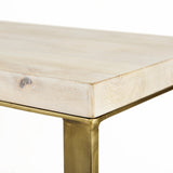 Mercana Faye Console Table Light Brown Wood | Gold Metal