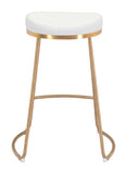 Zuo Modern Bree 100% Polyurethane, Plywood, Stainless Steel Modern Commercial Grade Counter Stool Set - Set of 2 White, Gold 100% Polyurethane, Plywood, Stainless Steel