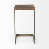 Mercana Faye C End/Side Table Medium Brown Wood | Gray Metal | C Shaped