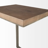 Mercana Faye C End/Side Table Medium Brown Wood | Gray Metal | C Shaped