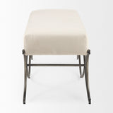 Mercana Ayla Bench Beige Twill | Antique Nickel