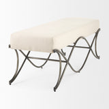 Mercana Ayla Bench Beige Twill | Antique Nickel