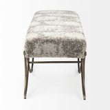 Mercana Ayla Bench Light/Dark Gray Fabric | Antique Gold 