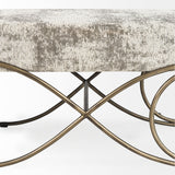 Mercana Ayla Bench Light/Dark Gray Fabric | Antique Gold 