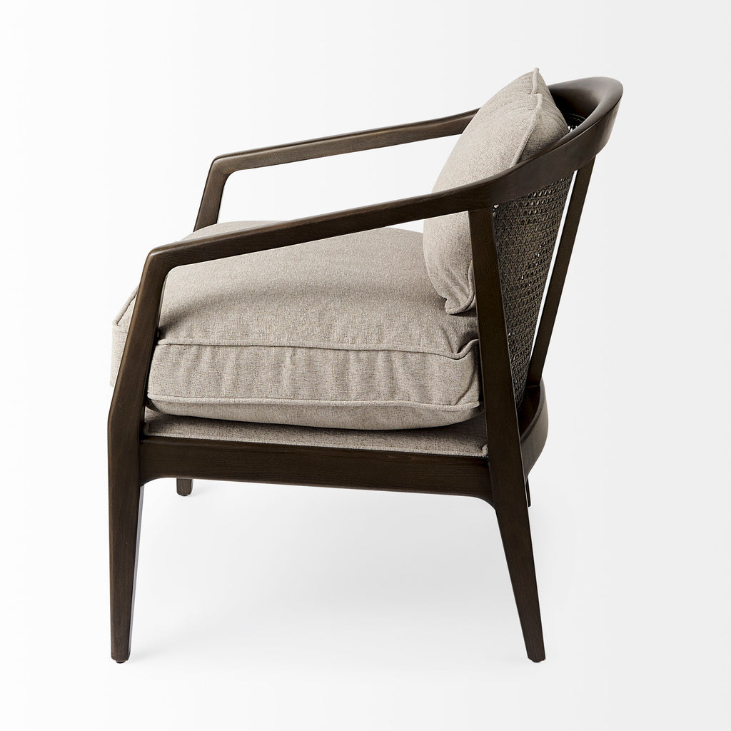 Mercana Landon Accent Chair Gray Fabric | Dark Brown Wood
