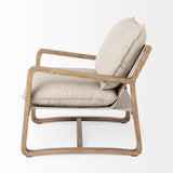 Mercana Brayden Accent Chair Beige Fabric | Light Brown Wood