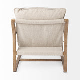 Mercana Brayden Accent Chair Beige Fabric | Light Brown Wood