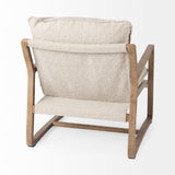 Mercana Brayden Accent Chair Beige Fabric | Light Brown Wood