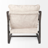 Mercana Brayden Accent Chair Cream Fabric | Dark Brown Wood