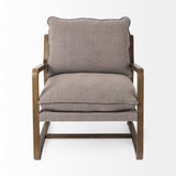 Mercana Brayden Accent Chair Gray Fabric | Brown Wood