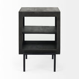 Mercana Arelius End/Side Table Dark Brown Wood | Black Metal